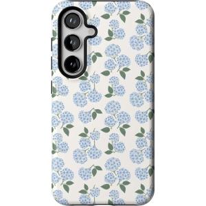 Casely Galaxy S24 Case | Tuscan Tiles | Dolce Vita | Essential Slim Dual-Layer Protective Design(Nantucket Cottage | Blue Hydrangea)