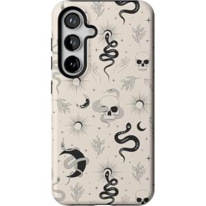 Casely Galaxy S24 Case | Tuscan Tiles | Dolce Vita | Essential Slim Dual-Layer Protective Design(No Further Explanation | Snakes & Skulls)