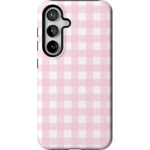 Casely Galaxy S24 Case | Tuscan Tiles | Dolce Vita | Essential Slim Dual-Layer Protective Design(Pink Plaid | Sunday Best)