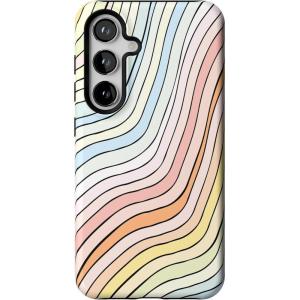 Casely Galaxy S24 Case | Tuscan Tiles | Dolce Vita | Essential Slim Dual-Layer Protective Design(Ride The Wave | Pastel Rainbow Lined)