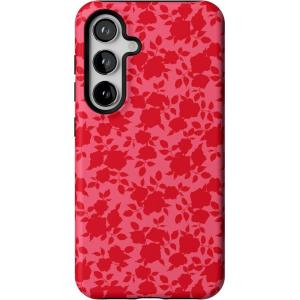 Casely Galaxy S24 Case | Tuscan Tiles | Dolce Vita | Essential Slim Dual-Layer Protective Design(Rose Garden | Red Aesthetic)