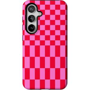 Casely Galaxy S24 Case | Tuscan Tiles | Dolce Vita | Essential Slim Dual-Layer Protective Design(Vibe Check | Pink Checkerboard)