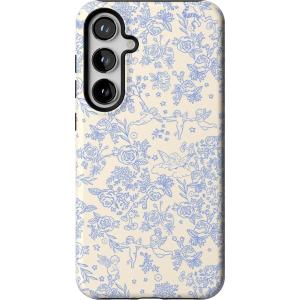 Casely Galaxy S24 Plus Case | Poppy Meadows | Pastel Floral | Essential Slim Dual-Layer Protective Design(Cupid’s Canvas | Periwinkle Floral)
