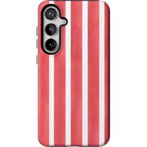 Casely Galaxy S24 Plus Case | Poppy Meadows | Pastel Floral | Essential Slim Dual-Layer Protective Design(East Coast Summer | Red Stripes)