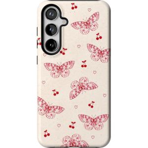 Casely Galaxy S24 Plus Case | Poppy Meadows | Pastel Floral | Essential Slim Dual-Layer Protective Design(Heart Flutters | Butterfly)