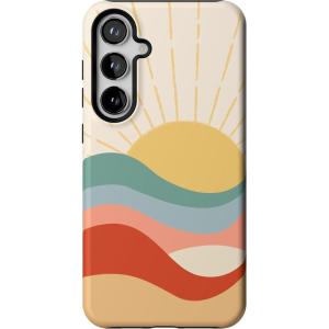 Casely Galaxy S24 Plus Case | Poppy Meadows | Pastel Floral | Essential Slim Dual-Layer Protective Design(Here Comes the Sun | Colorblock Sunset)