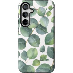 Casely Galaxy S24 Plus Case | Poppy Meadows | Pastel Floral | Essential Slim Dual-Layer Protective Design(Leaf Me Alone | Green Floral Print Floral)