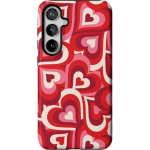 Casely Galaxy S24 Plus Case | Poppy Meadows | Pastel Floral | Essential Slim Dual-Layer Protective Design(Love Song Remix | Ombre Hearts)