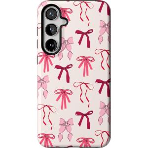 Casely Galaxy S24 Plus Case | Poppy Meadows | Pastel Floral | Essential Slim Dual-Layer Protective Design(Lover Girlie | Pink Bows)