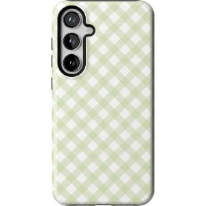 Casely Galaxy S24 Plus Case | Poppy Meadows | Pastel Floral | Essential Slim Dual-Layer Protective Design(Mint Lattice | Sunday Best)