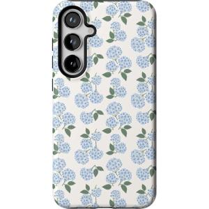 Casely Galaxy S24 Plus Case | Poppy Meadows | Pastel Floral | Essential Slim Dual-Layer Protective Design(Nantucket Cottage | Blue Hydrangea)
