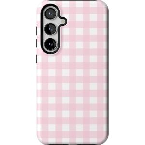 Casely Galaxy S24 Plus Case | Poppy Meadows | Pastel Floral | Essential Slim Dual-Layer Protective Design(Pink Plaid | Sunday Best)