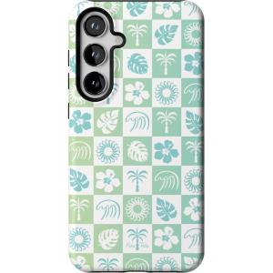 Casely Galaxy S24 Plus Case | Poppy Meadows | Pastel Floral | Essential Slim Dual-Layer Protective Design(Pura Vida | Coastal Checkers)