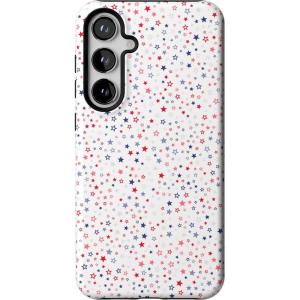 Casely Galaxy S24 Plus Case | Poppy Meadows | Pastel Floral | Essential Slim Dual-Layer Protective Design(Seeing Stars | Red  White & Blue)