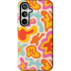 Casely Galaxy S24 Plus Case | Poppy Meadows | Pastel Floral | Essential Slim Dual-Layer Protective Design(Tropical Color Splash | Abstract Retro)