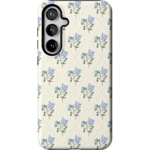 Casely Galaxy S24 Plus Case | Poppy Meadows | Pastel Floral | Essential Slim Dual-Layer Protective Design(Vintage Garden | Blue Hydrangea)