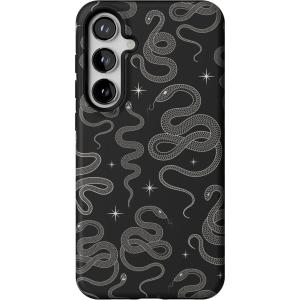 Casely Galaxy S24 Plus Case | Poppy Meadows | Pastel Floral | Essential Slim Dual-Layer Protective Design(We’re Ready For It | Black Serpent)
