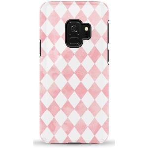 Casely Galaxy S9 Case | Be Mine | Tiny Hearts | Essential Slim Dual-Layer Protective Design(Queen of Diamonds | Pink Watercolor)