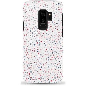 Casely Galaxy S9 Plus Case | Midnight Web | Spider Web | Essential Slim Dual-Layer Protective Design(Seeing Stars | Red  White & Blue)