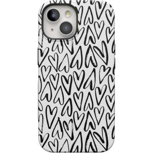 Casely iPhone 15 Plus Case – Outside The Lines Crayola Marker Case – Bold Compatible with MagSafe(Heart Throb | Endless Hearts)