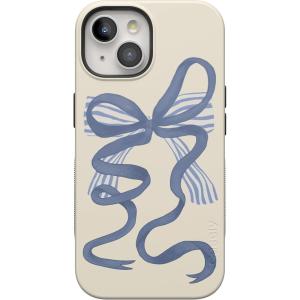 Casely iPhone 15 Plus Case – Outside The Lines Crayola Marker Case – Bold Compatible with MagSafe(Heartstrings | Blue Bow)