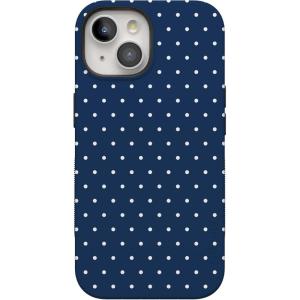 Casely iPhone 15 Plus Case – Outside The Lines Crayola Marker Case – Bold Compatible with MagSafe(On the Dot | Navy Polka Dot)