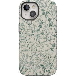 Casely iPhone 15 Plus Case – Outside The Lines Crayola Marker Case – Bold Compatible with MagSafe(Sage Garden | Green Floral Case)