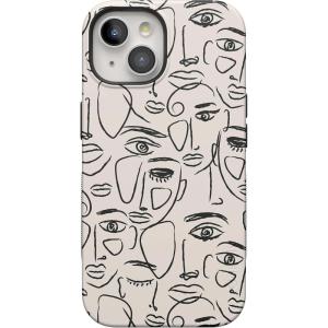 Casely iPhone 15 Plus Case – Outside The Lines Crayola Marker Case – Bold Compatible with MagSafe(We’re All Human | Minimal Face Art)