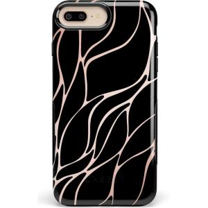 Casely iPhone 6/7/8 Plus Case | Make Your Mark | Crayola Paint Case(Black and Gold Metallic Waves)