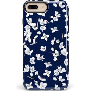 Casely iPhone 6/7/8 Plus Case | Make Your Mark | Crayola Paint Case(Navy Cherry Blossom Floral)