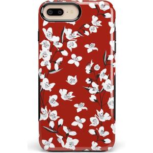 Casely iPhone 6/7/8 Plus Case | Make Your Mark | Crayola Paint Case(Red Cherry Blossom Floral)