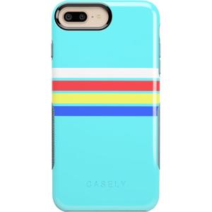 Casely iPhone 6/7/8 Plus Case | Make Your Mark | Crayola Paint Case(Teal Rainbow Stripes Color Block)