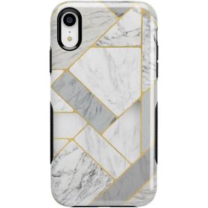 Casely iPhone XR Case | Make Your Mark | Crayola Paint Case(Sharp Lines | Geo White and Gold Marble)