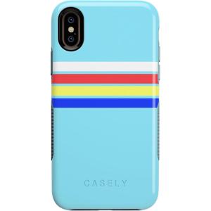 Casely iPhone Xs Max Case | Make Your Mark | Crayola Paint Case(17 Teal Rainbow Stripes Color Block)