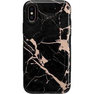 Casely iPhone Xs Max Case | Make Your Mark | Crayola Paint Case(Cracked Rose Gold Black Marble)