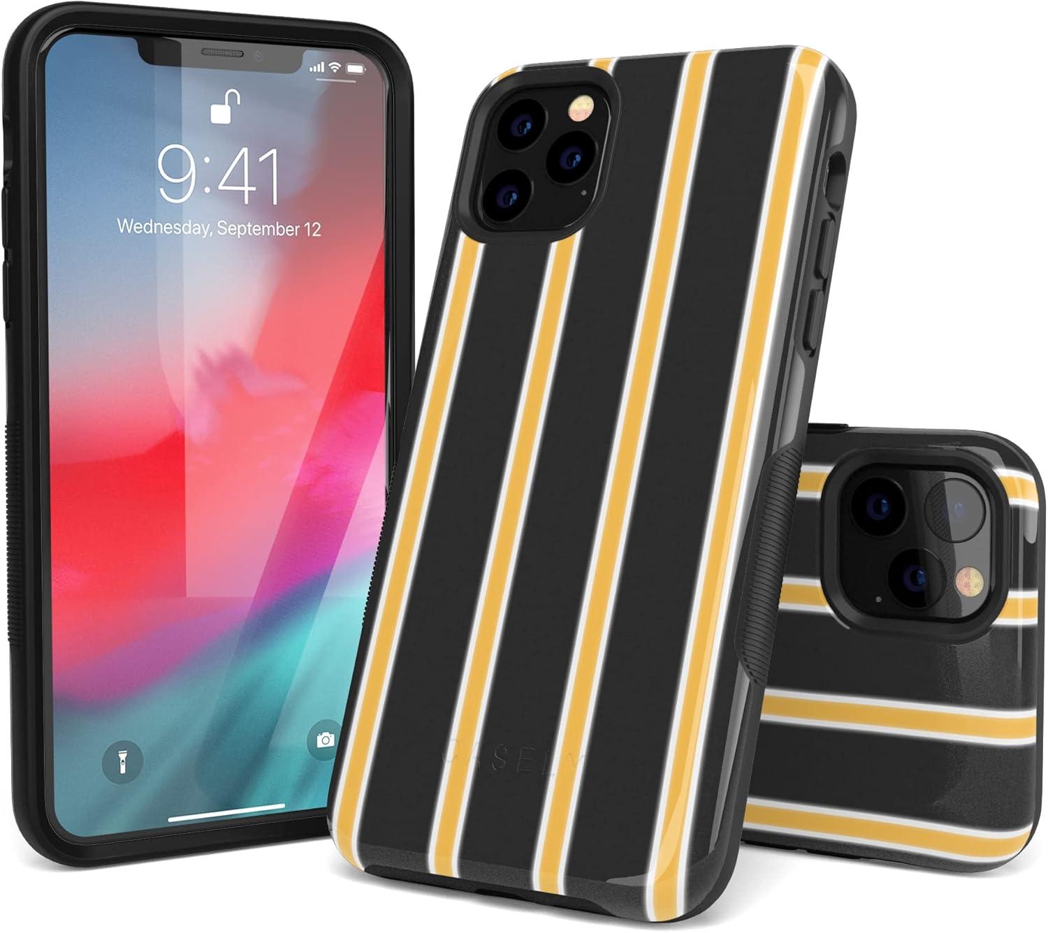 imageCasely iPhone 11 Pro Case  Make Your Mark  Crayola Paint CaseFine Lines Mustard Yellow Pinstripe