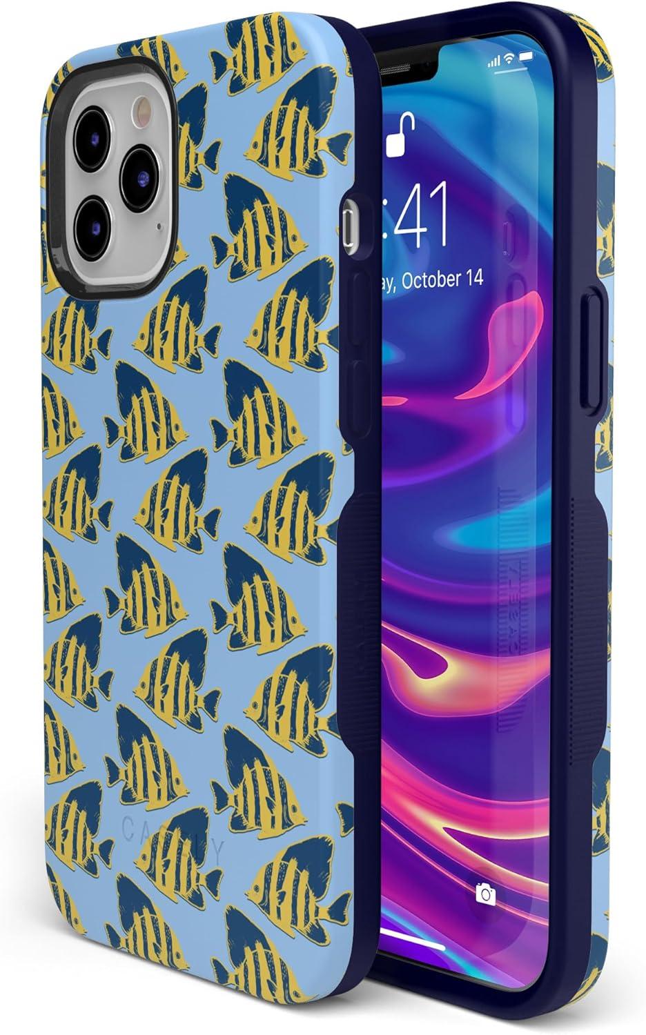 imageCasely iPhone 11 Pro Case  Make Your Mark  Crayola Paint CaseSomethings Fishy Navy Blue  Yellow Fish