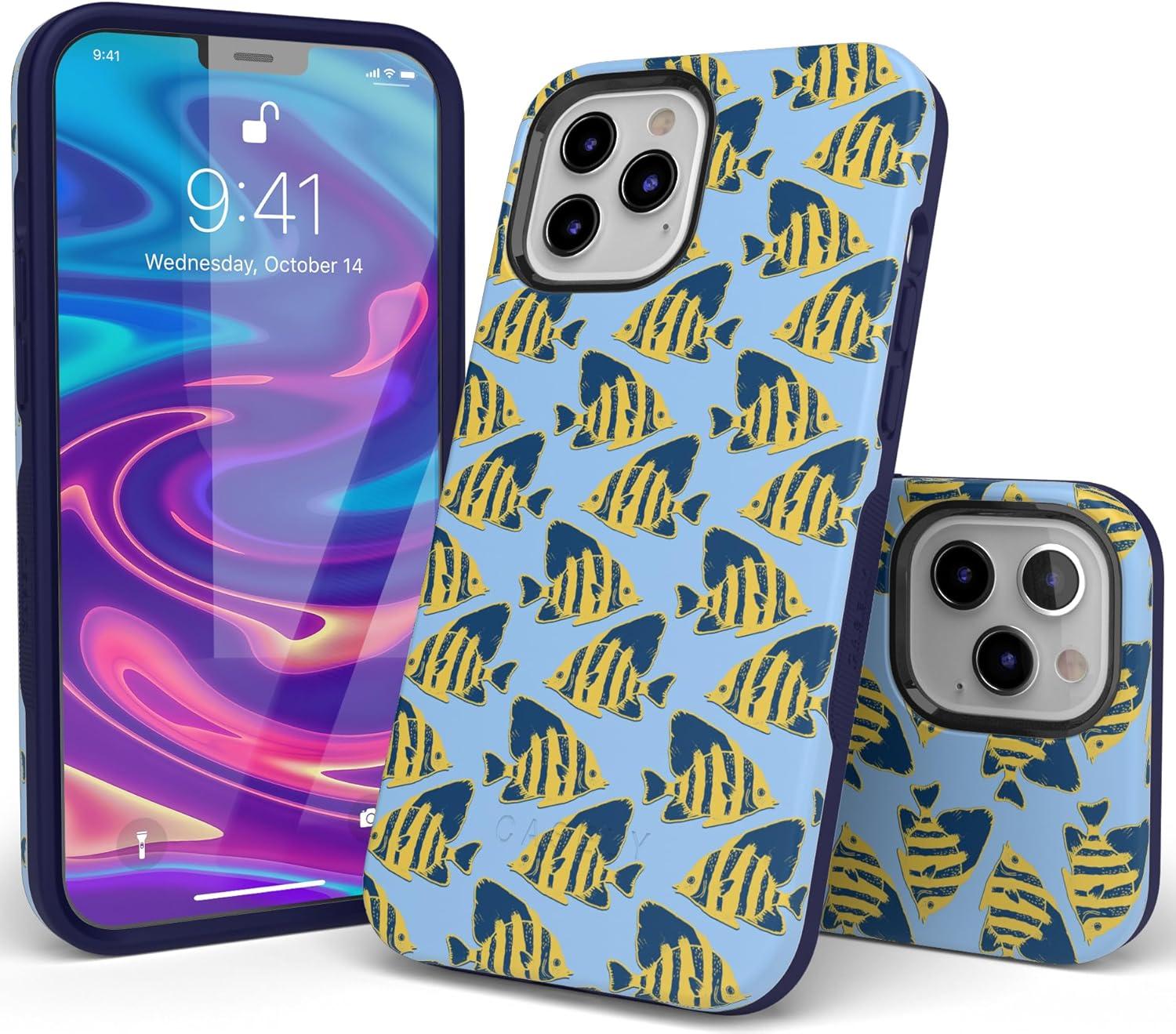 imageCasely iPhone 11 Pro Case  Make Your Mark  Crayola Paint CaseSomethings Fishy Navy Blue  Yellow Fish