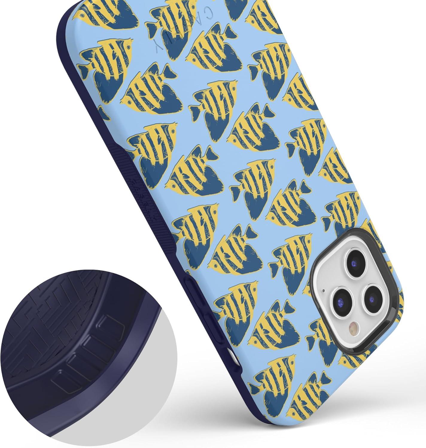 imageCasely iPhone 11 Pro Case  Make Your Mark  Crayola Paint CaseSomethings Fishy Navy Blue  Yellow Fish