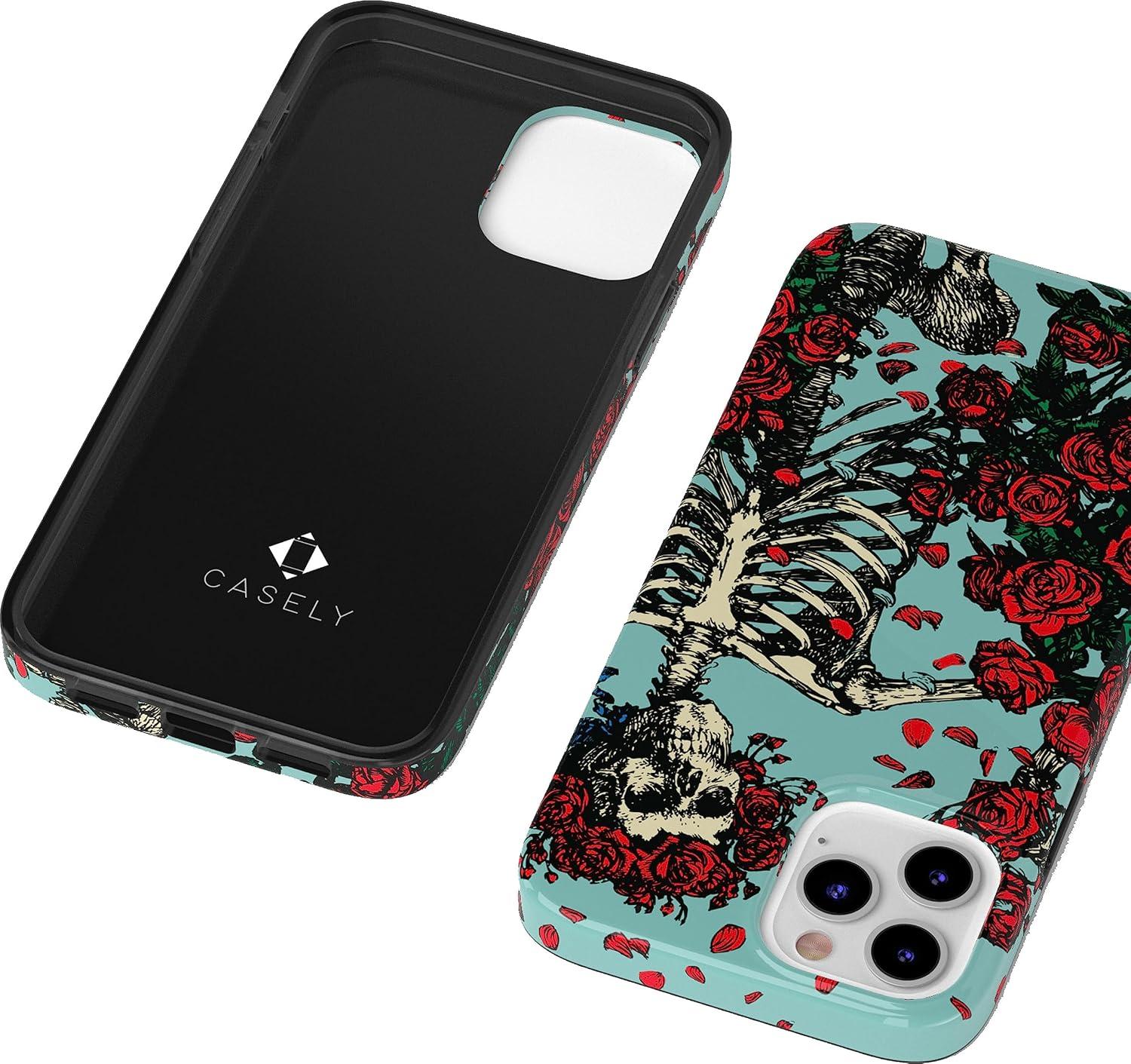 imageCasely iPhone 11 Pro Floral Case  Rose to Fame Coquette  Blue amp White Rose CaseGrateful Dead  Forever Grateful  Skeleton Floral