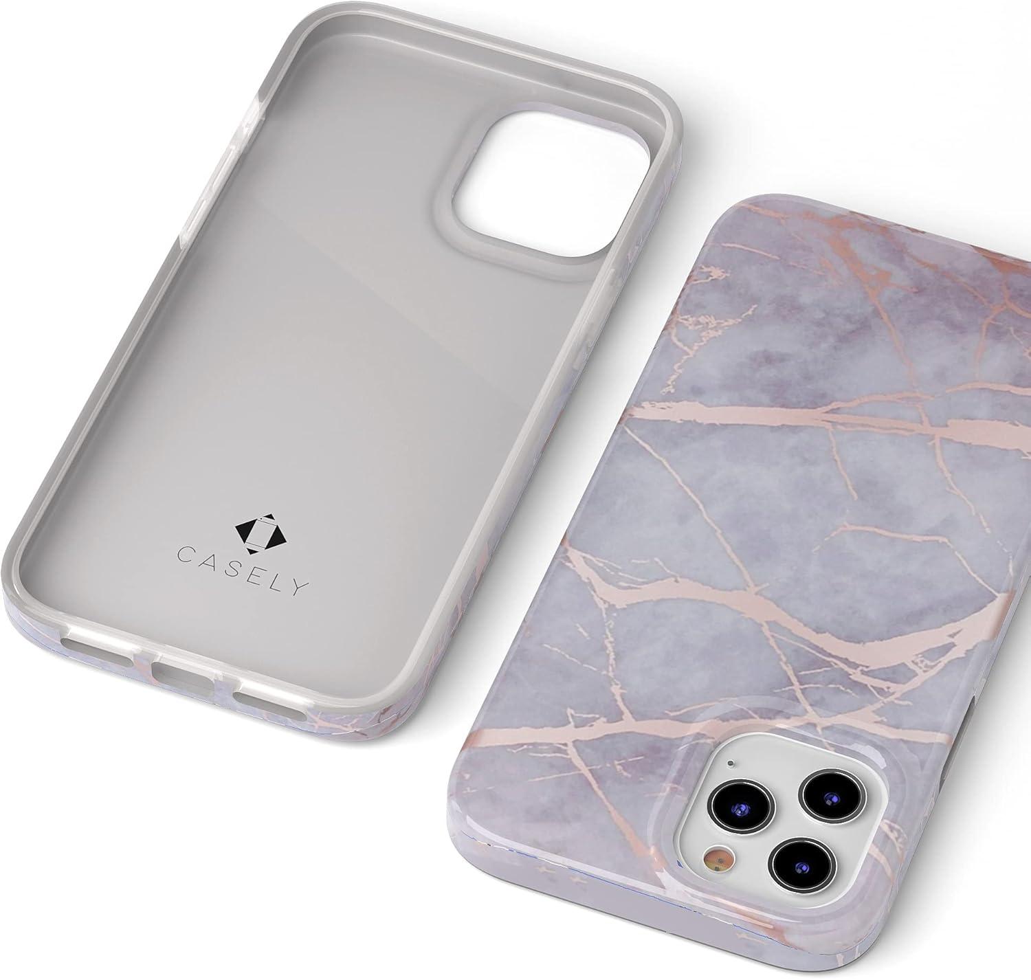 imageCasely iPhone 11 Pro Floral Case  Rose to Fame Coquette  Blue amp White Rose CaseLavender Gray  Rose Gold Marble