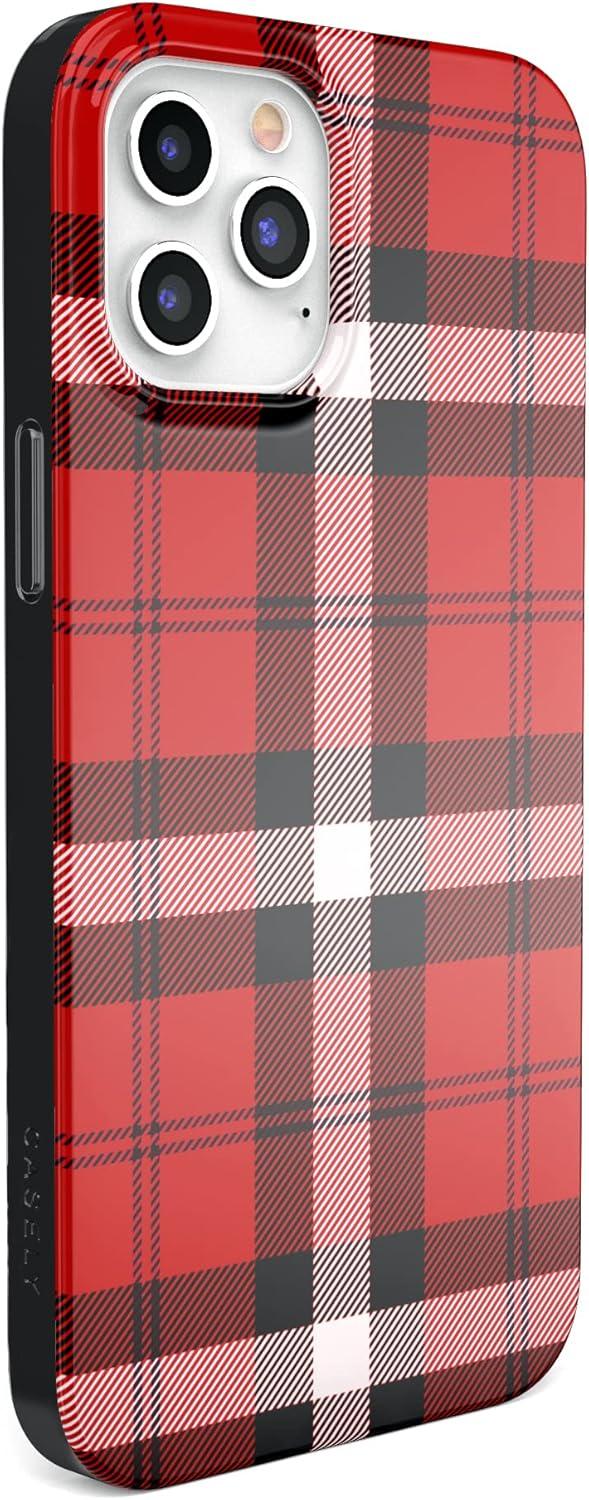 imageCasely iPhone 11 Pro Max Case  Out and About  Light Pink Floral  Classic Ultra Slim DesignAs if Red Plaid