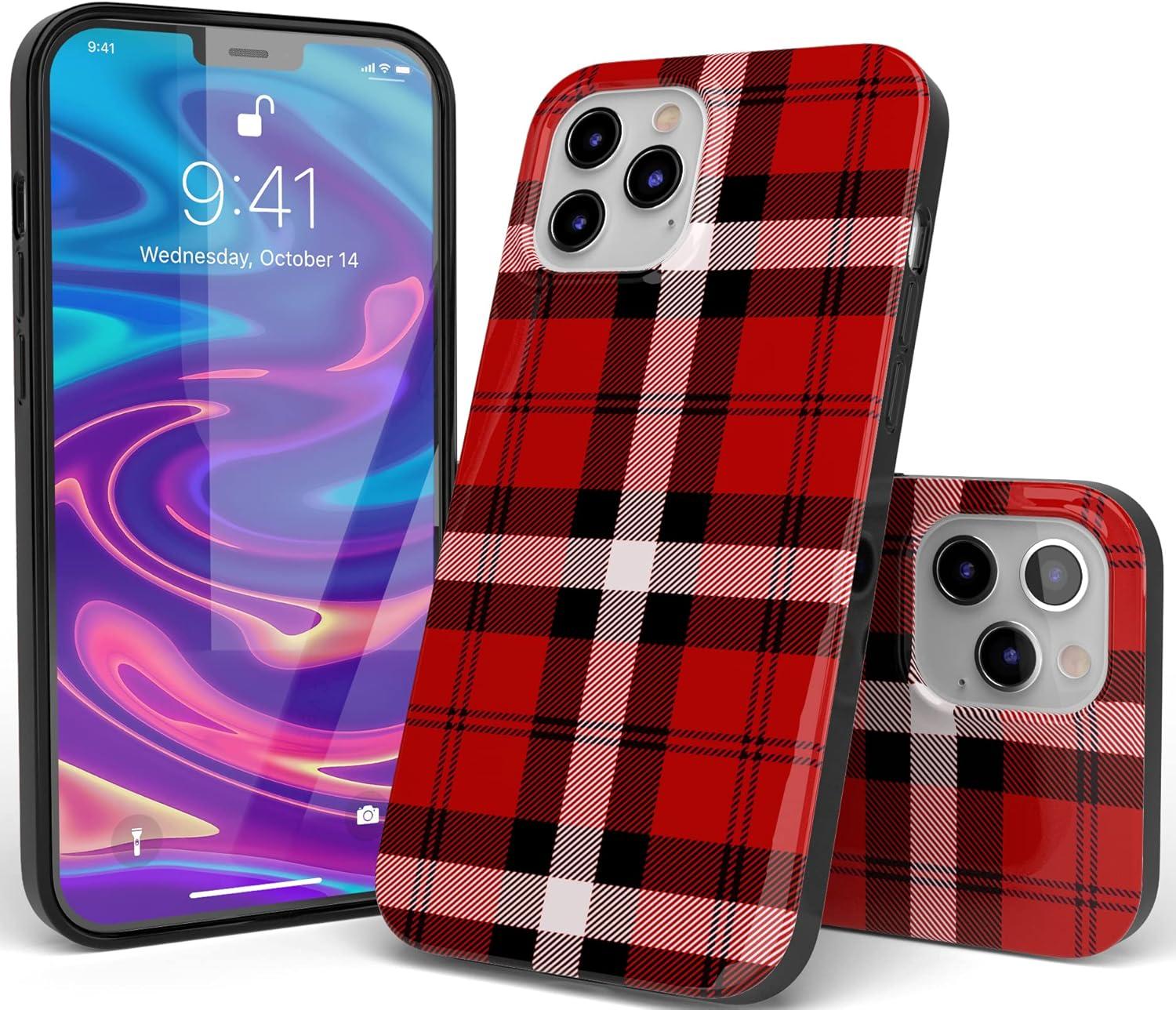 imageCasely iPhone 11 Pro Max Case  Out and About  Light Pink Floral  Classic Ultra Slim DesignAs if Red Plaid