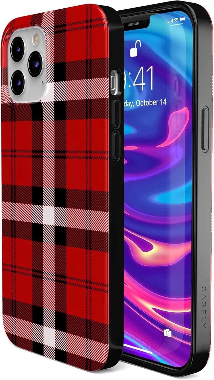imageCasely iPhone 11 Pro Max Case  Out and About  Light Pink Floral  Classic Ultra Slim DesignAs if Red Plaid