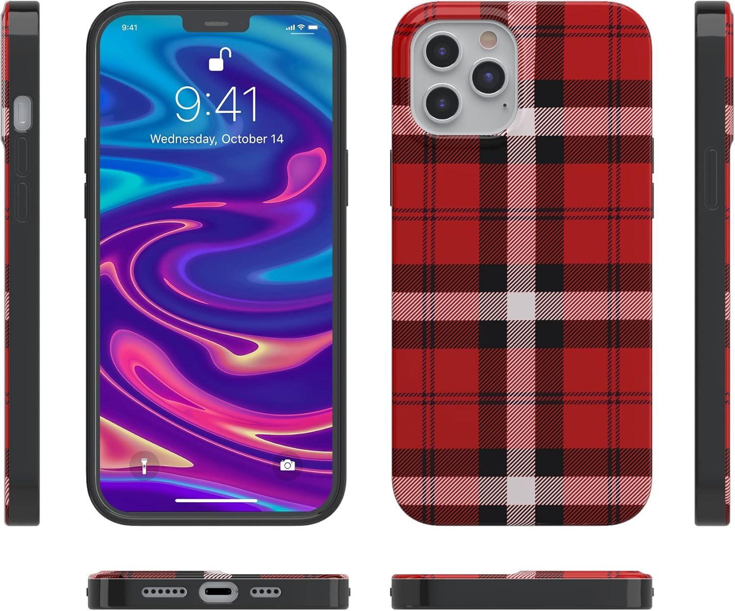 imageCasely iPhone 11 Pro Max Case  Out and About  Light Pink Floral  Classic Ultra Slim DesignAs if Red Plaid