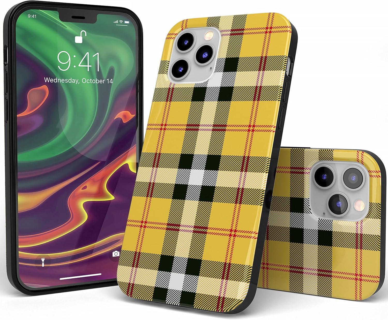 imageCasely iPhone 11 Pro Max Case  Out and About  Light Pink Floral  Classic Ultra Slim DesignAs if Yellow Plaid