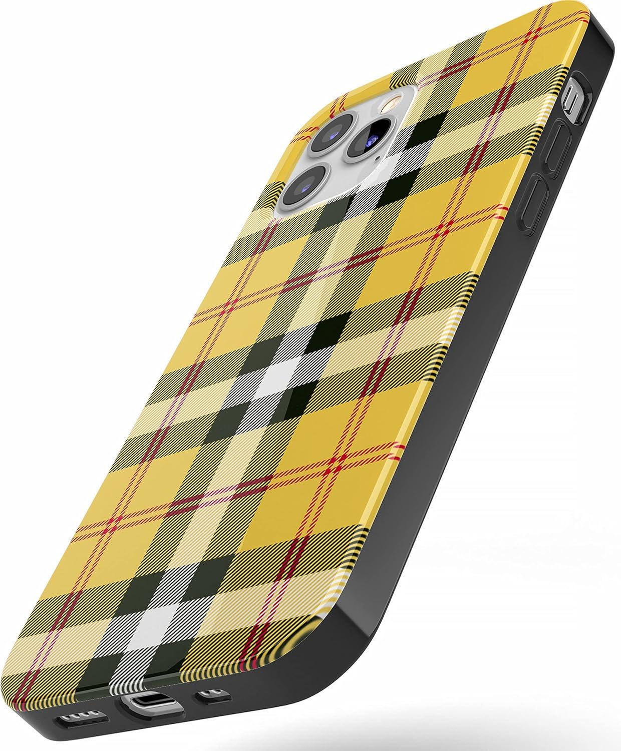 imageCasely iPhone 11 Pro Max Case  Out and About  Light Pink Floral  Classic Ultra Slim DesignAs if Yellow Plaid