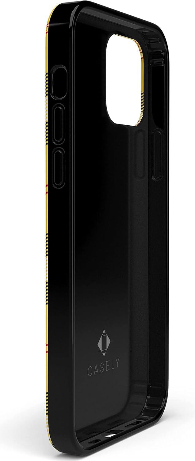 imageCasely iPhone 11 Pro Max Case  Out and About  Light Pink Floral  Classic Ultra Slim DesignAs if Yellow Plaid