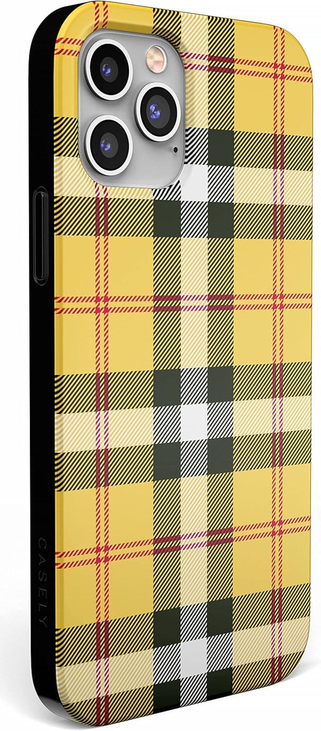 imageCasely iPhone 11 Pro Max Case  Out and About  Light Pink Floral  Classic Ultra Slim DesignAs if Yellow Plaid