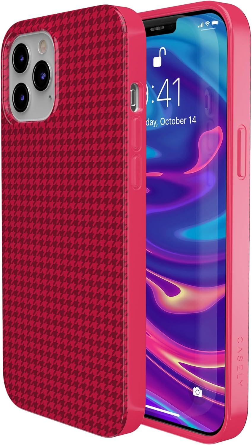 imageCasely iPhone 11 Pro Max Case  Out and About  Light Pink Floral  Classic Ultra Slim DesignBest Dressed  Pink Houndstooth